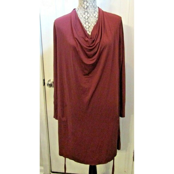 All Saints Amelis Dress Long Sleeve Burgandy Silky Slinky Size S - Picture 5 of 11